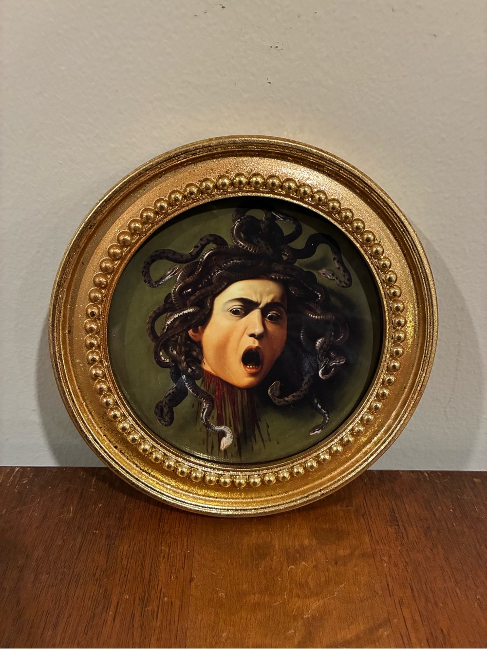 Caravaggio Medusa Head Art Print 6.5” Ornate Gold Frame Renaissance Wall Art